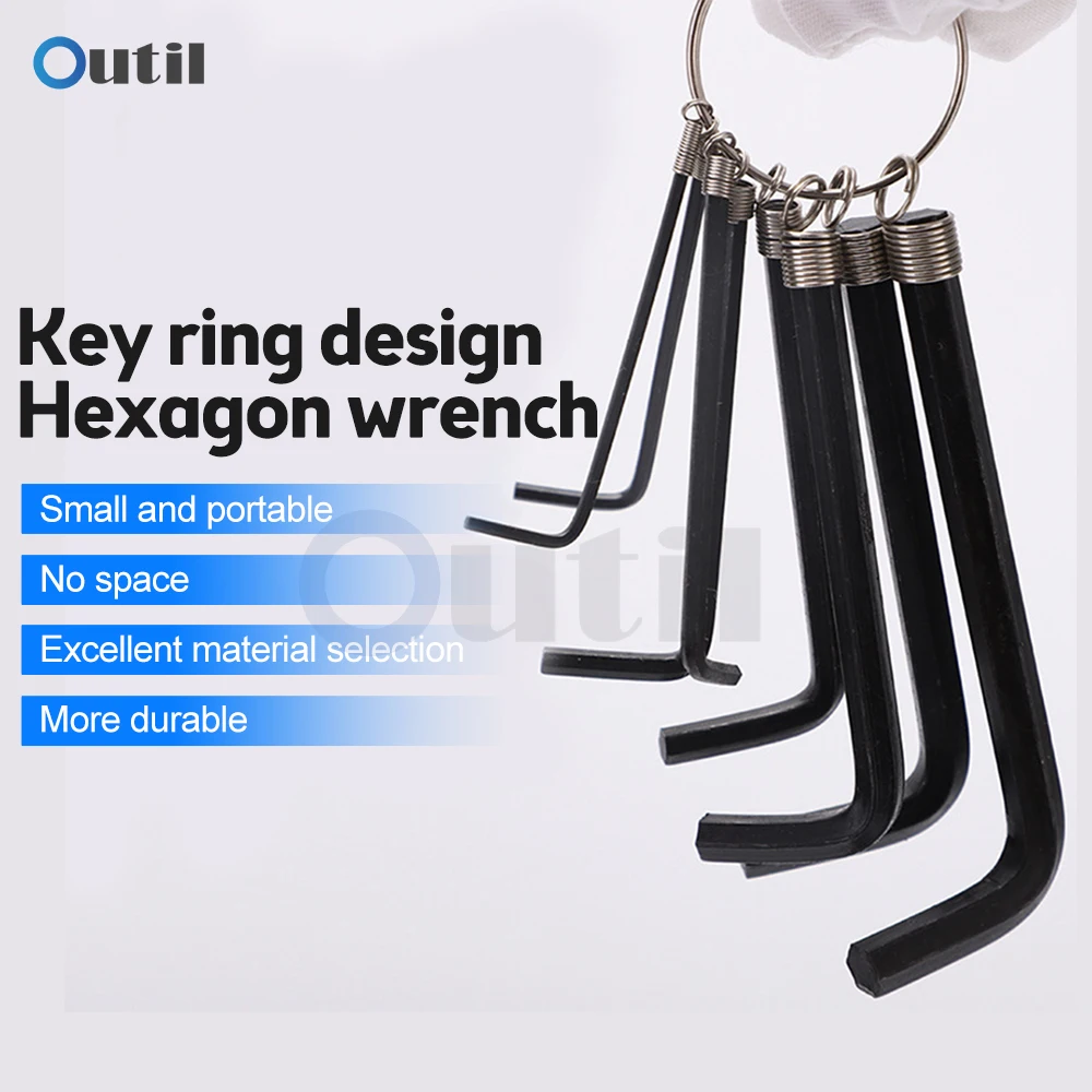 8pcs/lot 0.5-6mm Mini Hexagon Allen Key Chain Set Wrench Short Arm Tool Hex Screwdriver Kits L Wrench Alloy Steel Tools