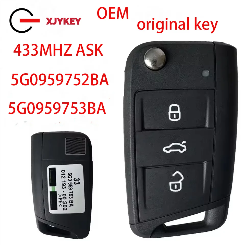 

Original para Volkswagen VW Golf 7 para Skoda Octavia A7 medio sin llave 434MHz MQB48 mando a distancia del coche 5G 0959753 BA