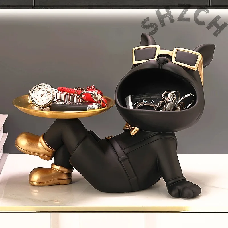 Nordic Light Luxury Dog Fighting Home Decoration Xuanguan living Room Storage Sculpture Resin Craft Art Christmas Gifts Partner
