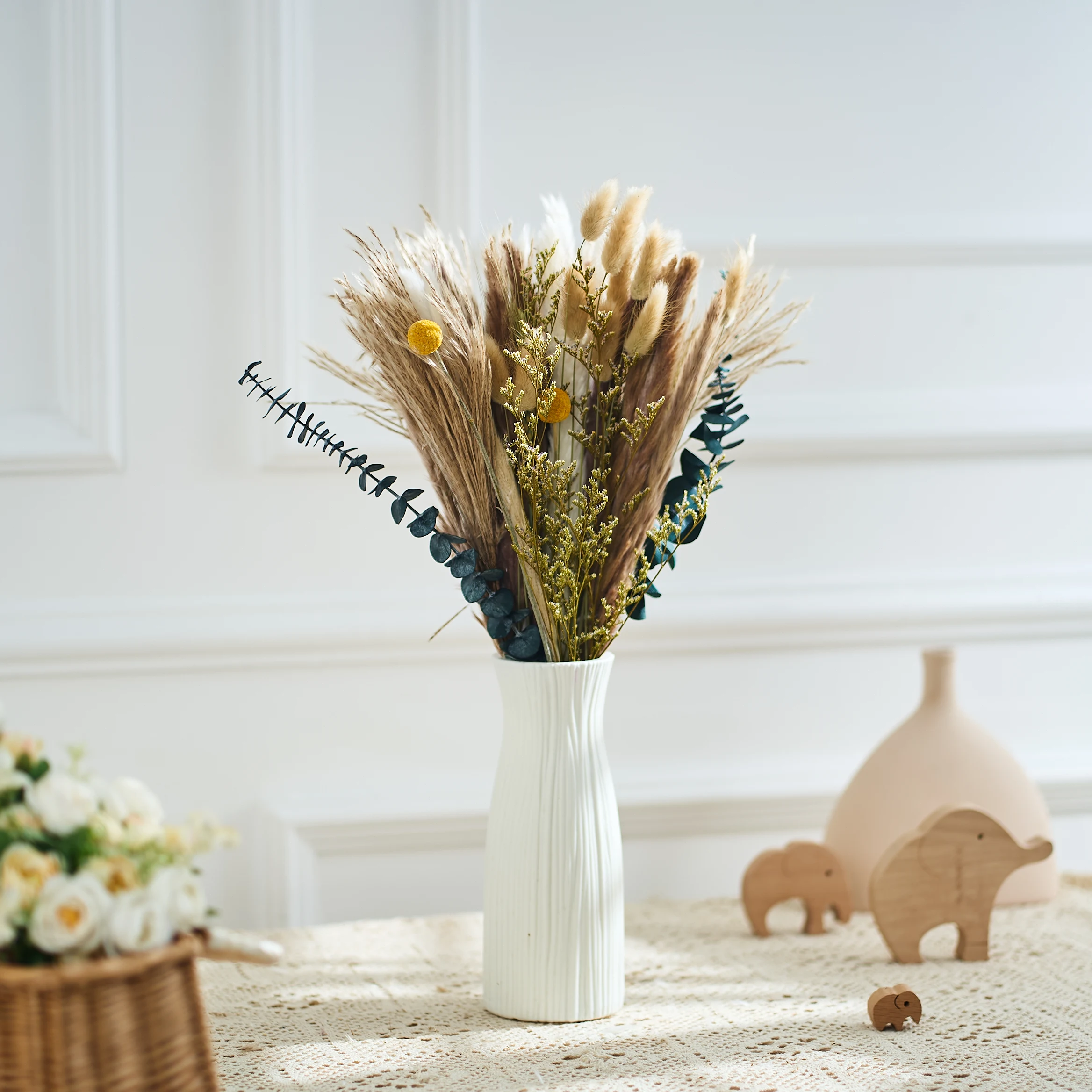 

85PCS Natural Fluffy Pampas Dried Flowers Bunny Tails Grass Christmas Wedding Bouquets Layout Boho Home Room Decor Party Supplie