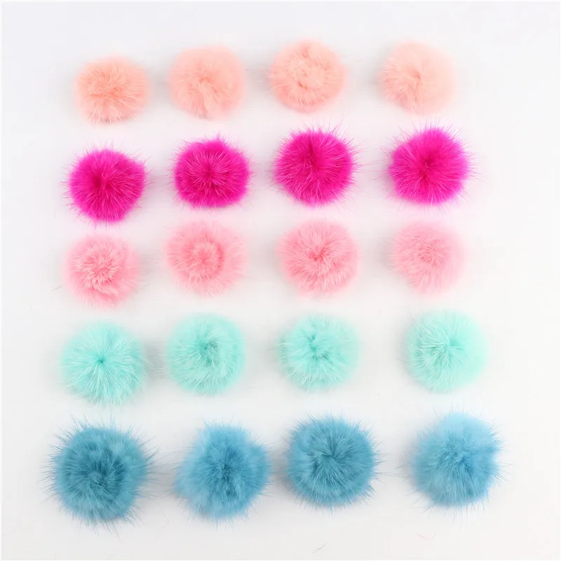 2.5cm Mink Pompons balls Pompoms 25mm for Ring Key Chain Hats Bags Fluffy Pompone DIY Hand Ornaments Crafts Accessories