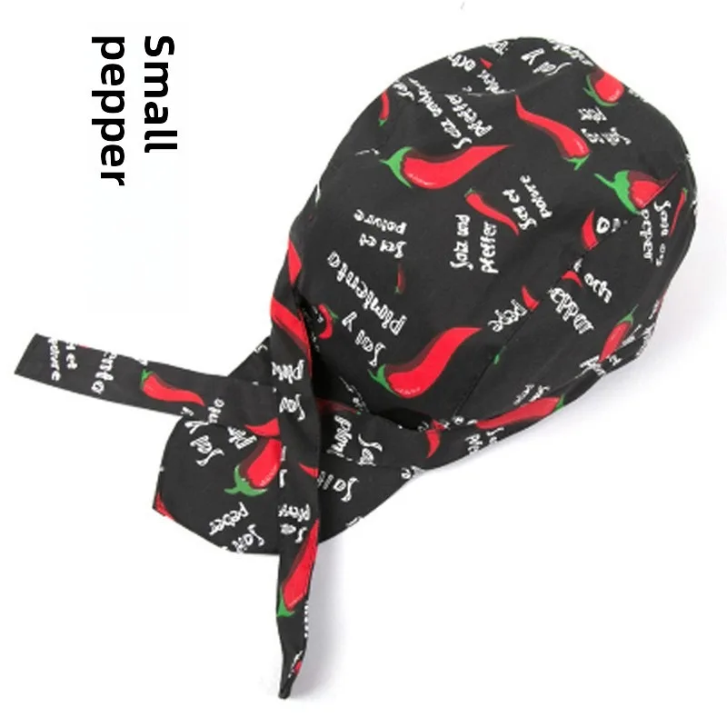 주방 도구 프린트가 있는 셰프 반다나 모자 통기성 좋은 면 소재 요리 작업 및 요리 액세서리
