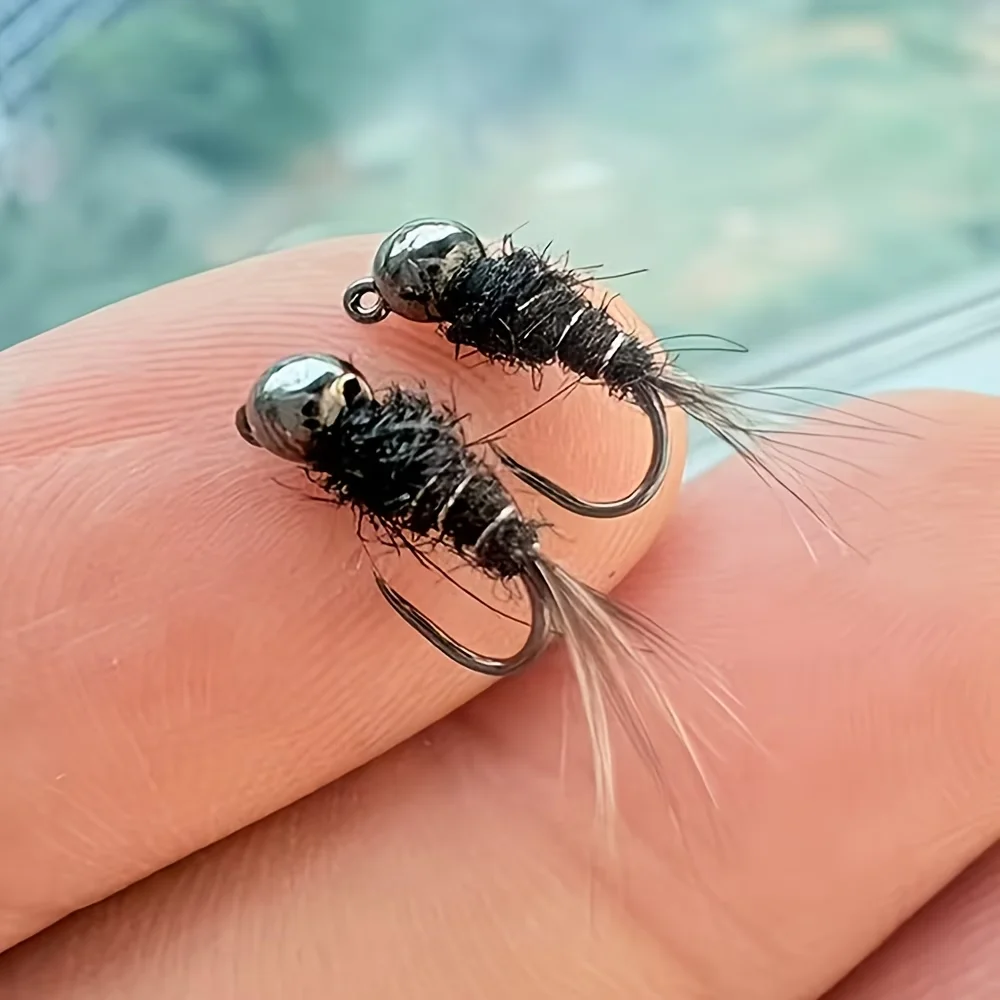 4-Pcs Wet Fly Nymph Lures — Tungsten Bead-Head for Rapid Sinking, Hand-Tied, Available in 3 Sizes — Highly Effective Fi
