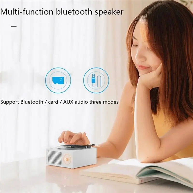 

(BOFF) Портативная колонка-проигрыватель виниловых пластинок с Bluetooth V5.0, стерео, винтажный дизайн, розовая