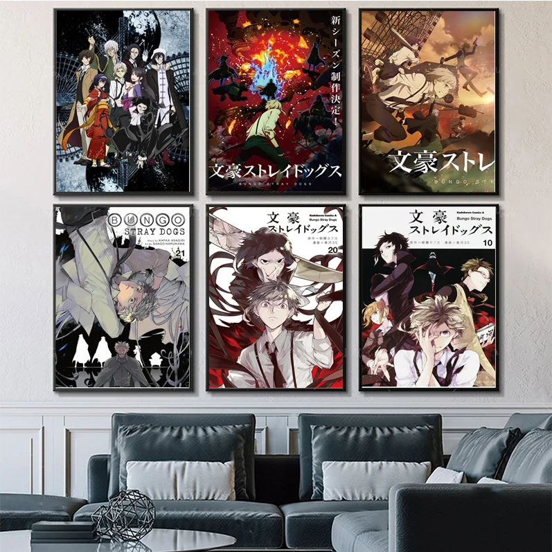 Anime Bungou Stray Dogs Poster Anime Posters Sticky HD Quality Poster Wall Art Painting Study Wall Decor