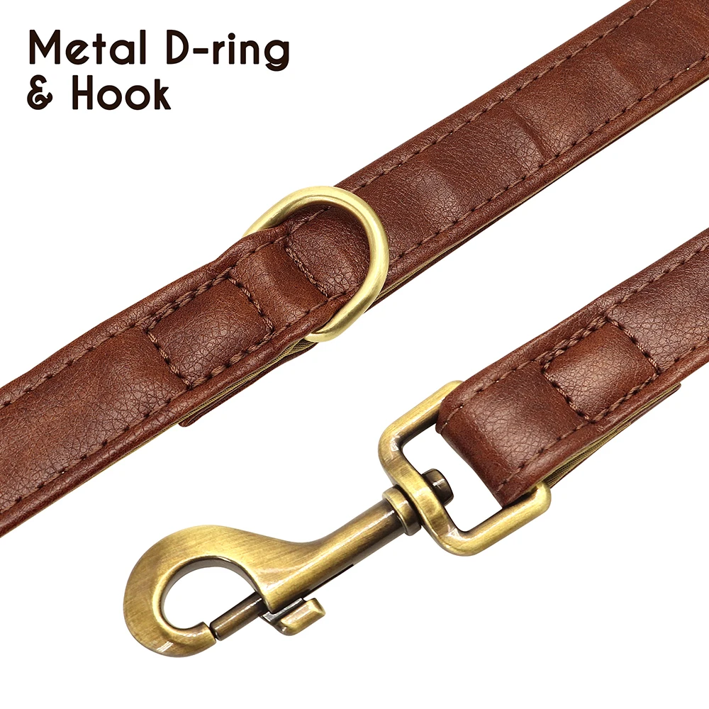 5ft PU Leather Dog Leash 2 Layer Soft Leather Dog Leash Pet Walking Training Leads Durable for Small Medium Large Dogs Pitbull