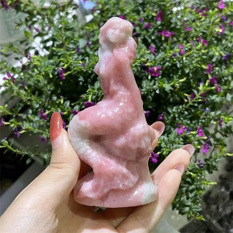 

Natural Pink Opal Mermaid Carving Statue Crafts Animal Polished Healing Figurine Home Ornament Gift 1PCS