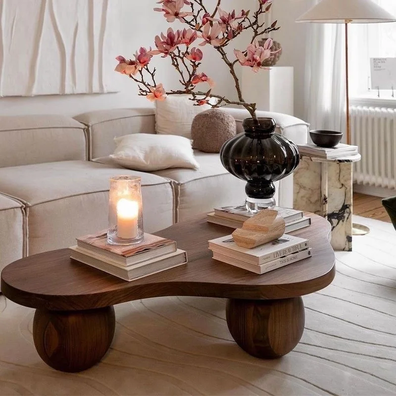

table small apartment retro Nordic tea table log living room special-shaped designer home tea table creativity