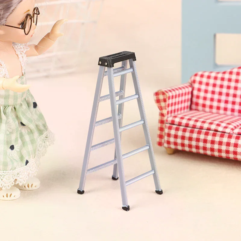 1:12 Dollhouse Mini Plastic Ladder Model Dollhouse Furniture Ladder Decor Toy Accessories Micro Scene Construction Props