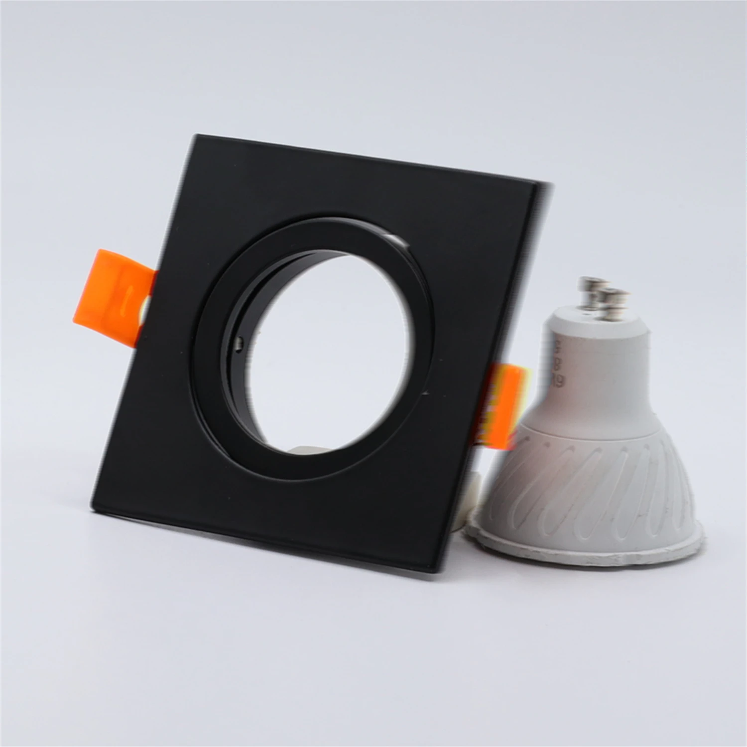 Modern Aluminum Square Black GU10 MR16 GU5.3 Cut Hole 65mm Fixture Frame Recessed Mounted GU10 Replace Led Downlight