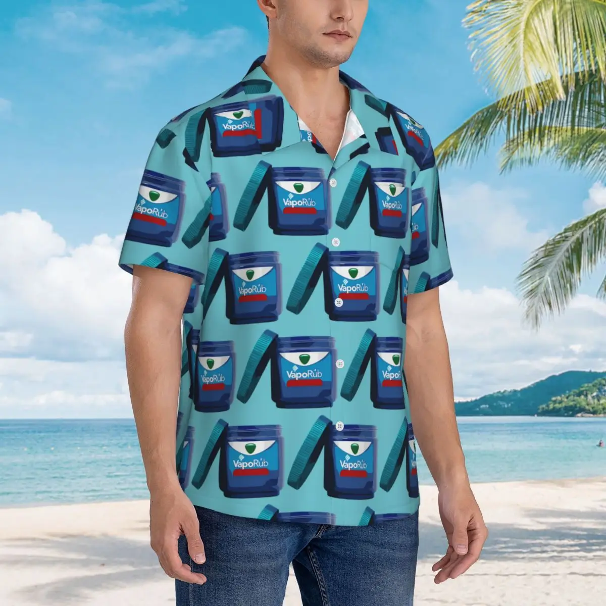 

Vaporub Hawaiian Shirts Funny Men Short Sleeve Shirt for Summer Beach Men's Button Tops