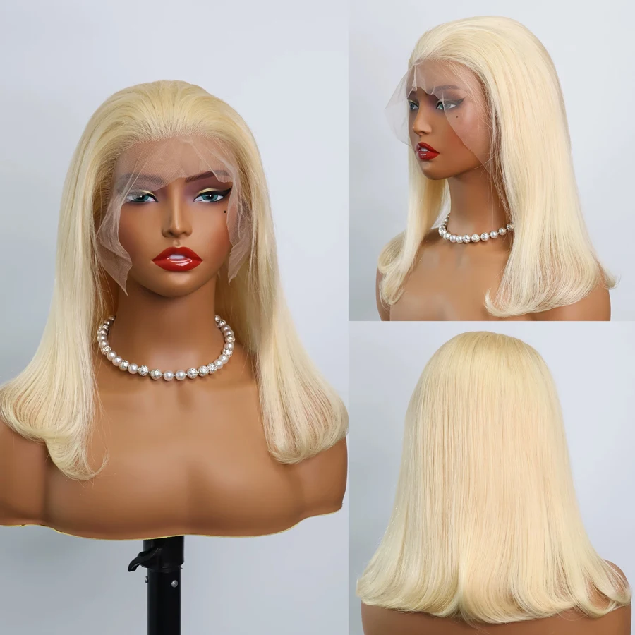 

Real 13x6 Full Lace Transparent Lace Front Wigs Human Hair For Women Short Bob Straight Blonde 613 Brazilian Lace Frontal Wig