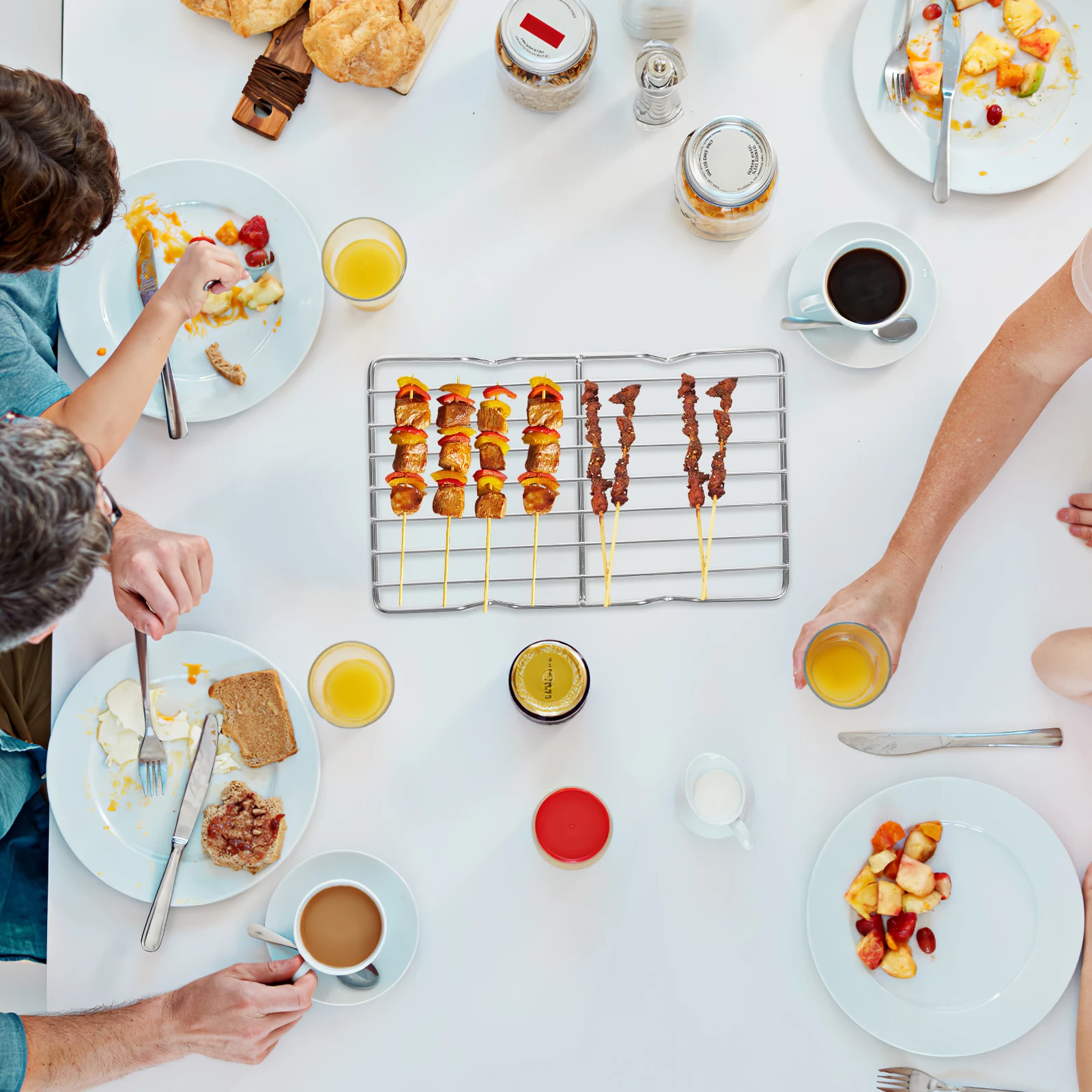 

Stainless Steel Grill Mesh Rack Portable For Outdoor Barbecue Baking Roasting Cooling Grid Vegetables Fish Kebabs Chicken