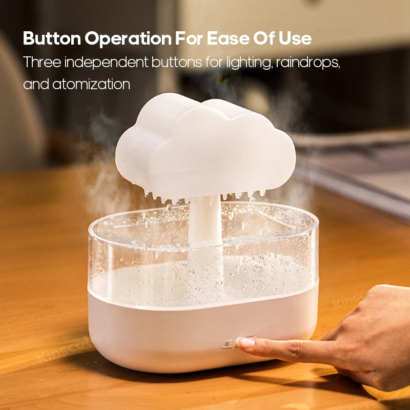 KINSCOTER Rain Clouds Aroma Diffuser Zen Raindrops Nawilżacz powietrza Dyfuzor olejków eterycznych USB Ultradźwiękowy rozpylacz na biurko