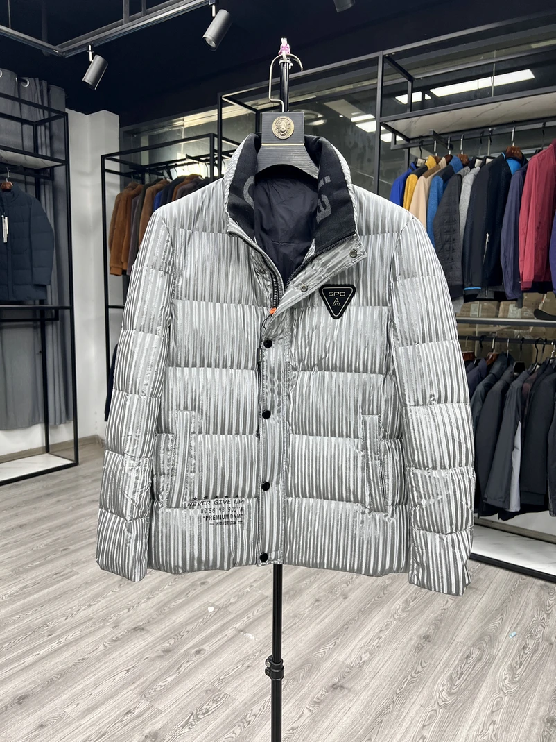 

Мужская пуховая куртка с воротником-стойкой, теплая, ветрозащитная, из полиэфирного волокна с технологичным покрытием, повседневная