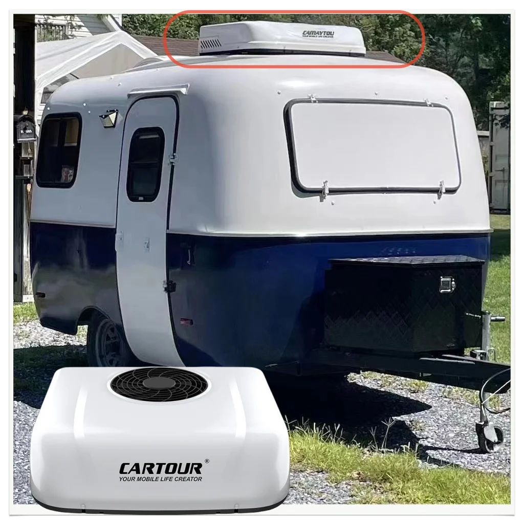 

Made in China Cartour Rooftop Auto Parking Air Conditioner 12v/24v Top Ceiling Access One Piece Design for RV