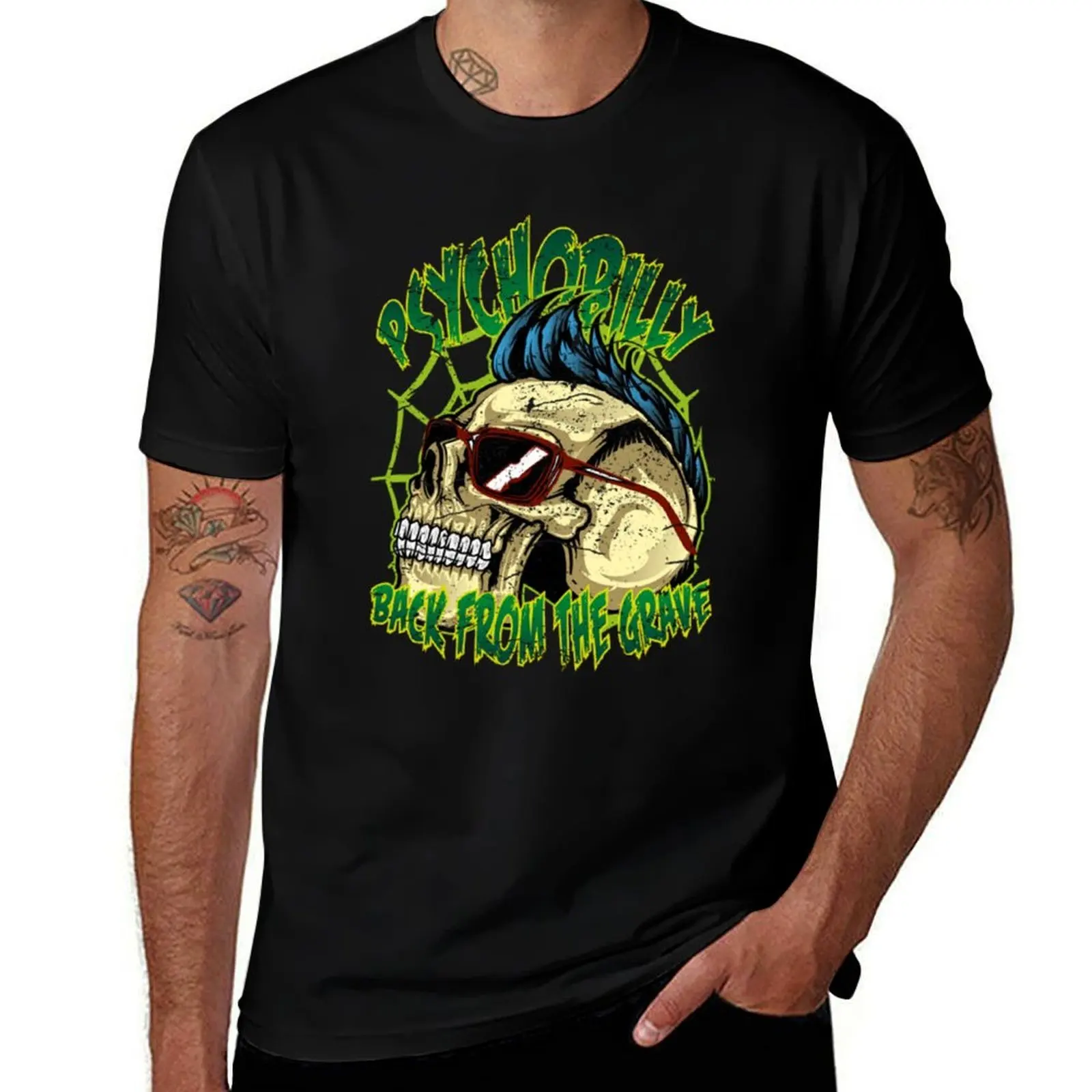 

Psychobilly Skull Back from the Grave T-Shirt t shirts designer t shirt man plain men t shirt cotton 100% T-Shirt