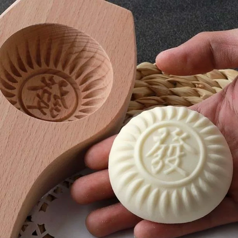 Manual DIY Wooden Steamed Buns Mold Moon Cake  Fruit Biscuits Baking Pastry Food Mould Kitchen Accessories Household Gadget