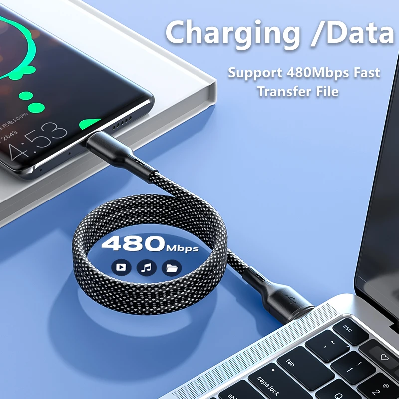 100W 6A Magnetic Suction USB A /USB C To Type C Fast Charge Data Cable Easy Storage For Samsung Xiaomi Phone Charge USB C Cord