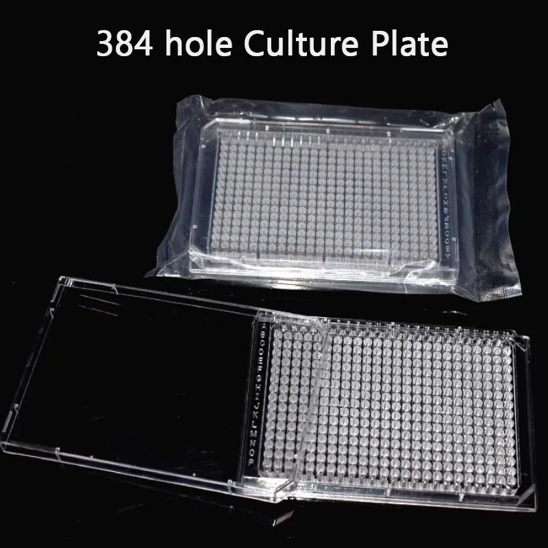 2pcs 384 hole Disposable Cell Culture Plate Bacterial Culture Plate Enzyme Label Plate Sterilization Packaging