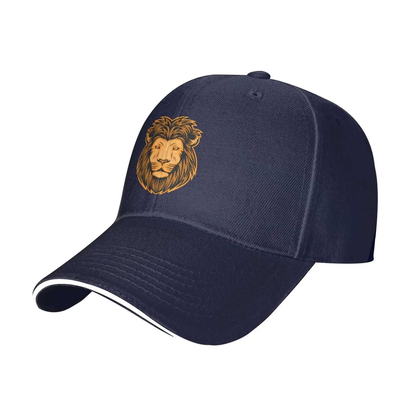 Golden Lion Head Trucker Baseball Cap for Men Women Hat Sandwich Brim Dad Hats