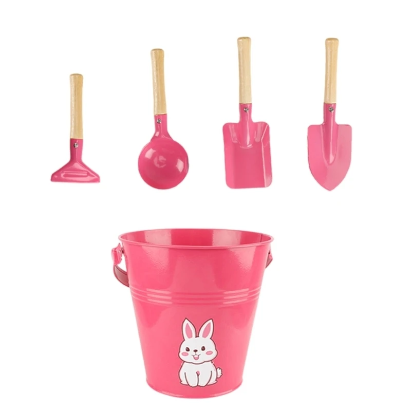 090B Beach Sand Toy for Toddlers Sand Bucket Playset Sand Shovel Rake Toy Kids Birthday Gift Gardening Planting Sand Toy 5PCS
