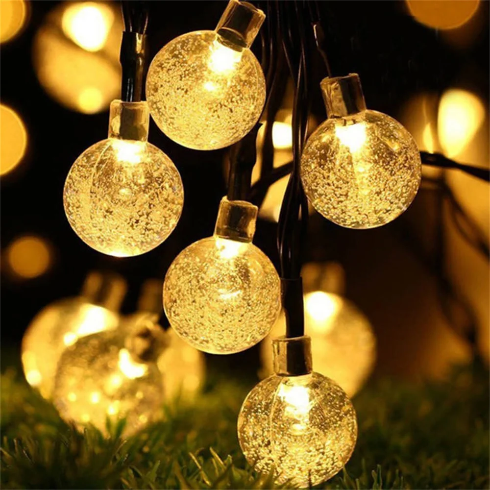 Imagem -04 - Impermeável Solar Bubble Diwali String Lights Luzes Decorativas de Cristal ao ar Livre Quintal Varanda Festa de Casamento Natal Jardim 50 Led