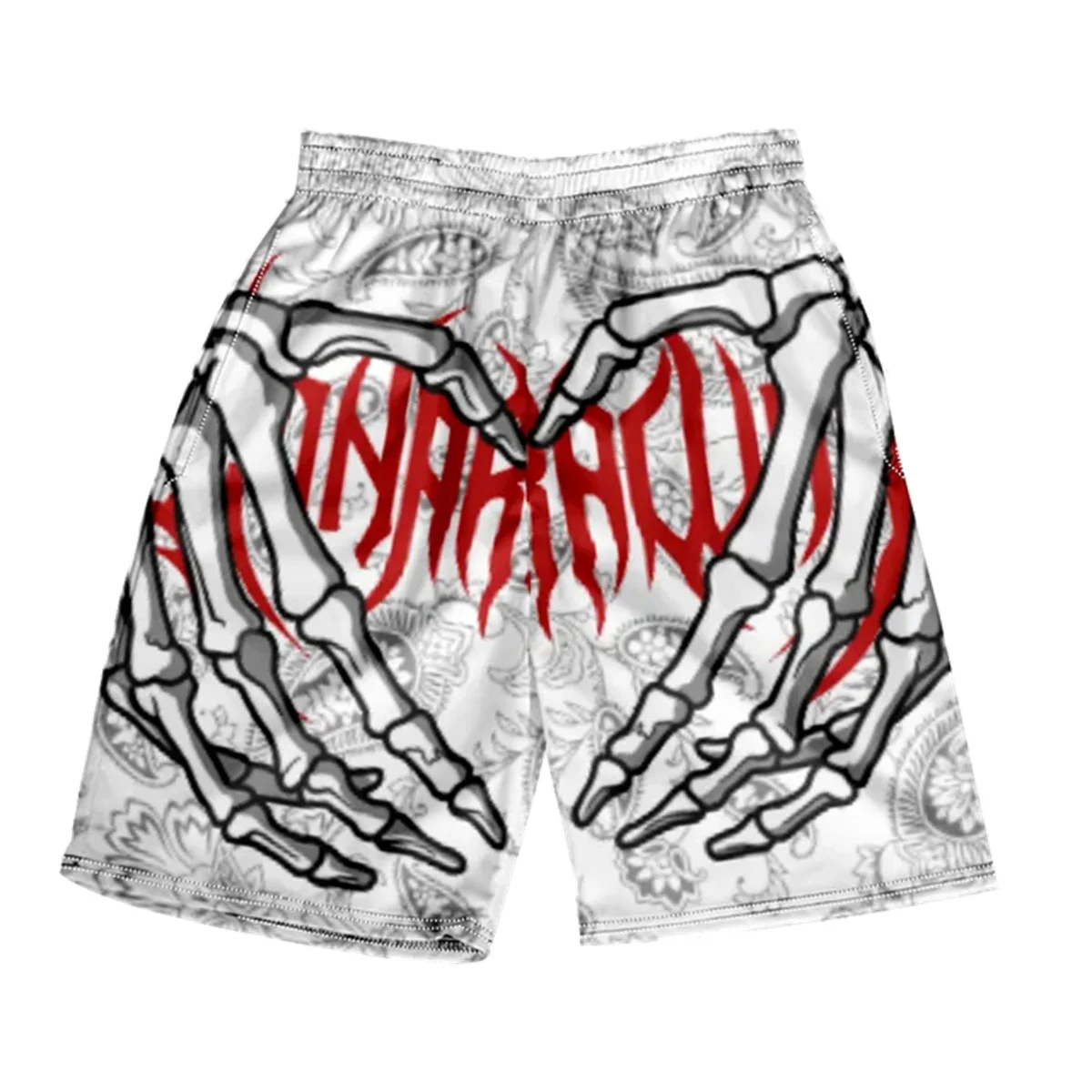 2024 Summer Classic Skull Beach Short Pants New Fashion Skeleton Hand Print Men Women Gym Shorts Quick Drying Trunks Shorts y2k