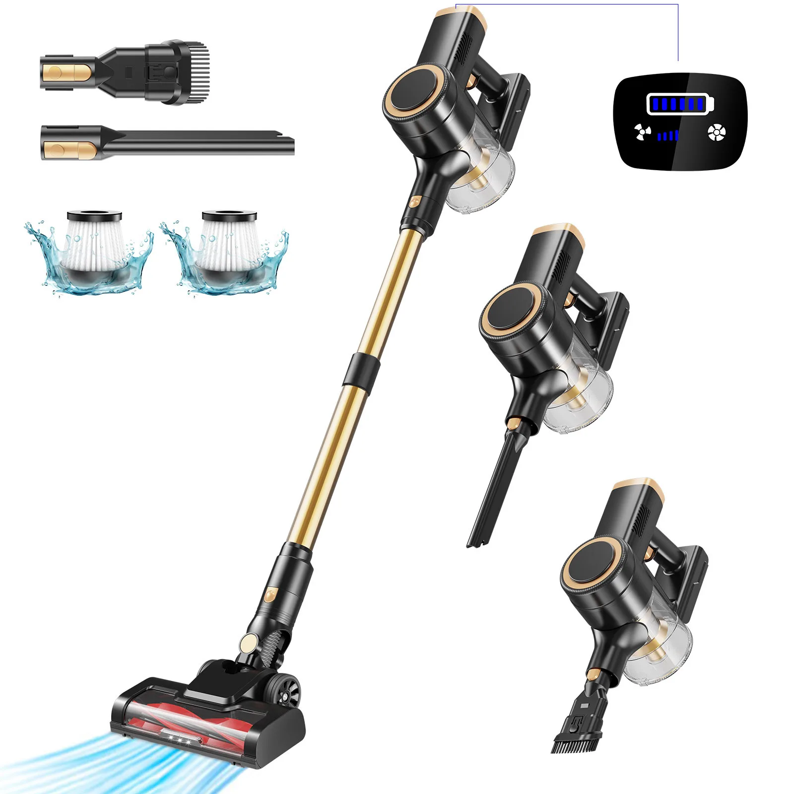 Cordless Stick Vacuum Cleaner with Powerful Suction 45Min Runtime Anti-Tangle Brush for Pet Hair and Hardwood Floors