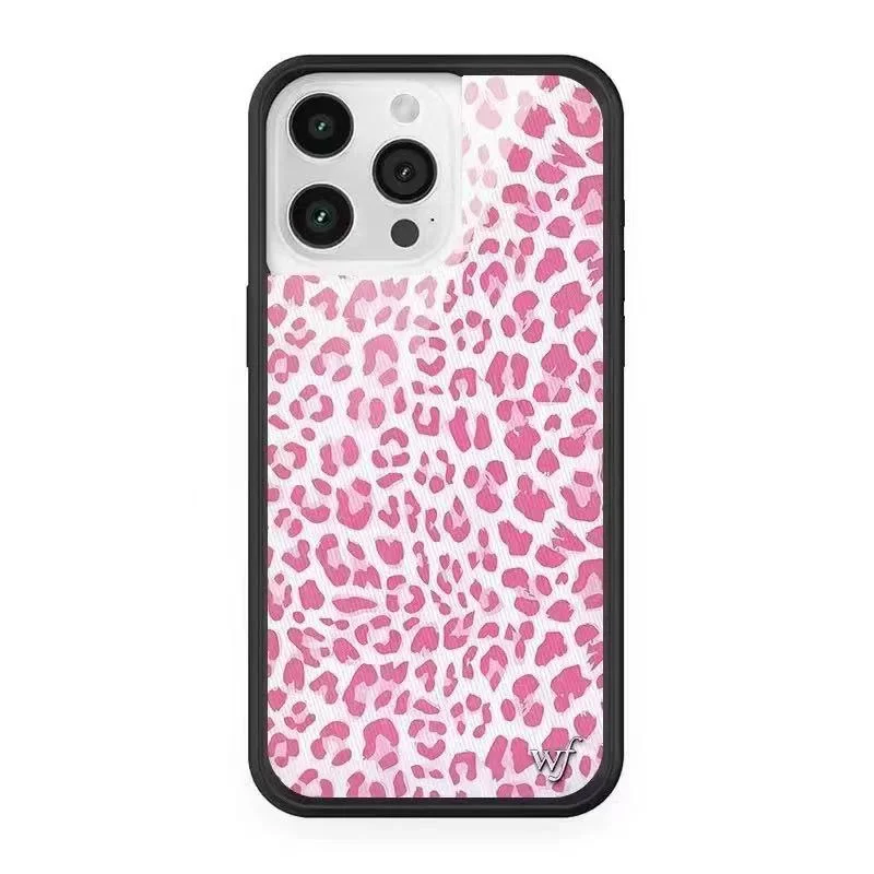 Wildflower Red Meow Colorful Leopard Phone Case for iPhone 17 16 15 14 13 12 Pro Max Plus Starry Plaid WF Soft Edged Back Cover