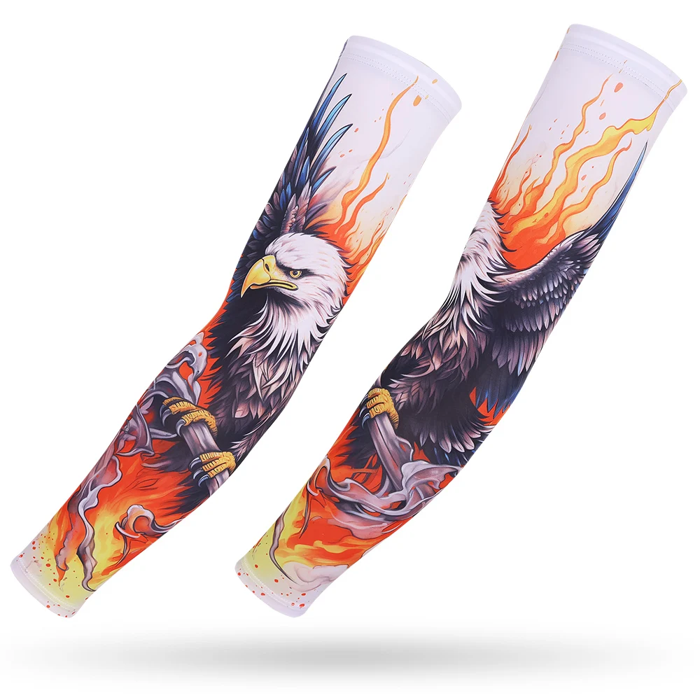 Sports Cooling Arm Sleeves, Elastic Cover for Driving, Running, Basketball, Football, Anti-UV, 3D Print, Tattoo