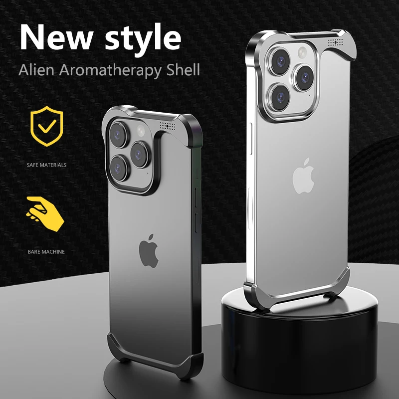 Luxurious Irregular Aluminum Phone Case For Iphone 15 16 13 14 Pro Max Plus Anti-fall and Anti-collision Aromatherapy Phone Case