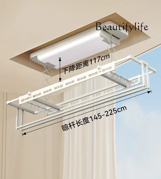 Invisible electric drying rack balcony automatic intelligent lifting embedded