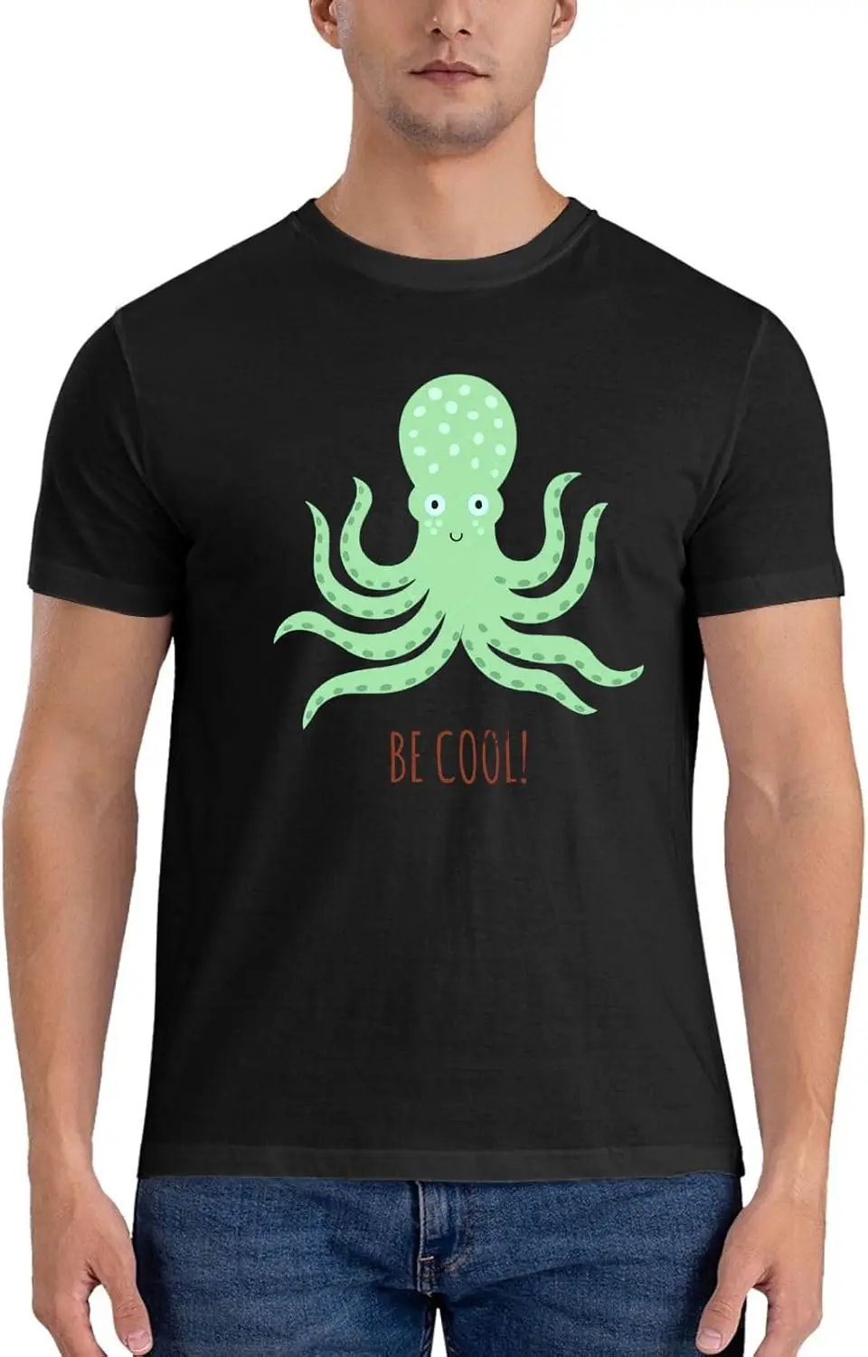 Octopus Cuttlefish Be Cool Classic Poster t Shirt for Men Fashion Contton Casual tees