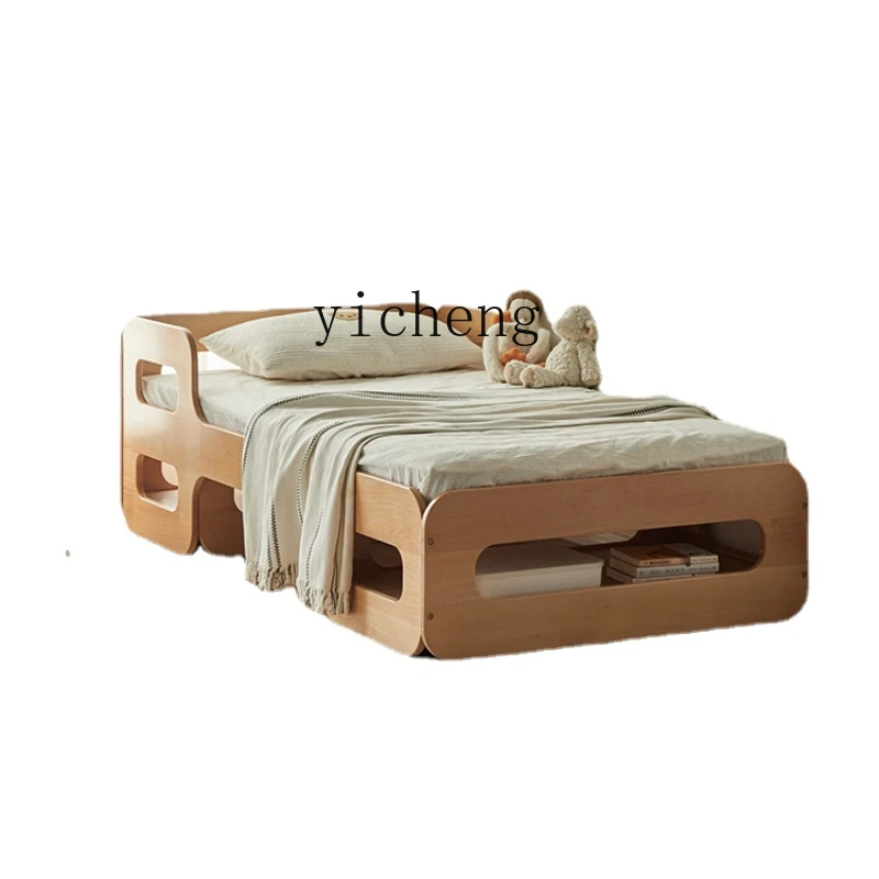 Zk Solid Wood Children's Boys and Girls Bed Children's Single Baby Stitching Children's Room Bed