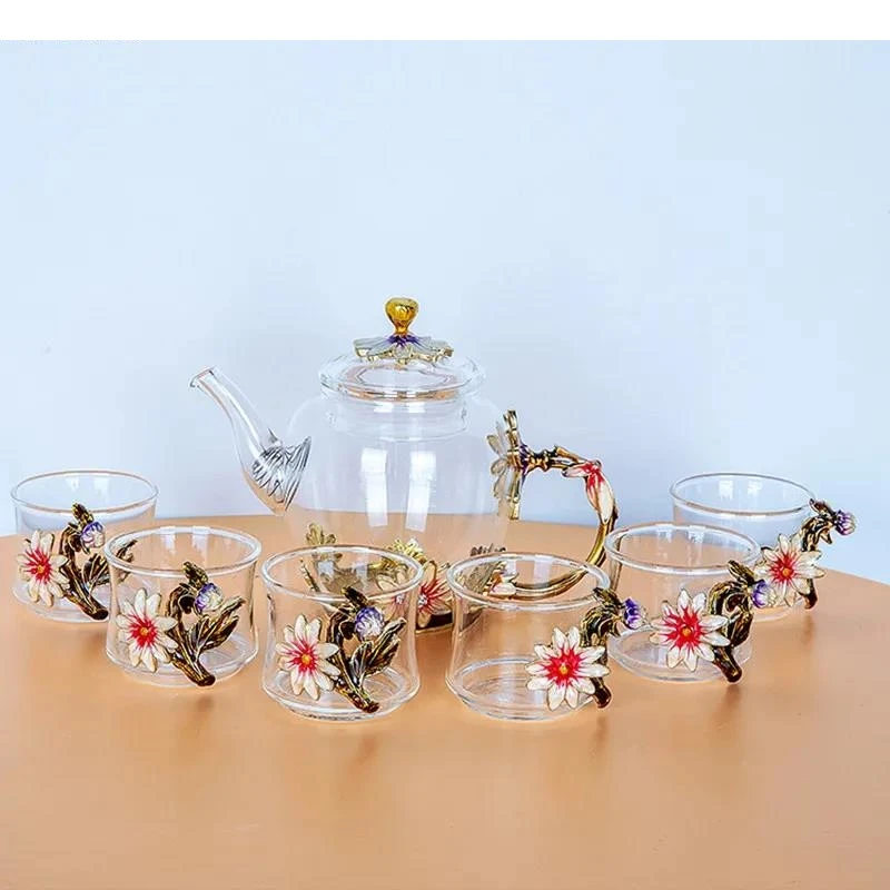

Высокотемпературный прозрачный стеклянный чайный сервиз, семь предметов, китайский кунг-фу, подарочная коробка, чайник для друзей