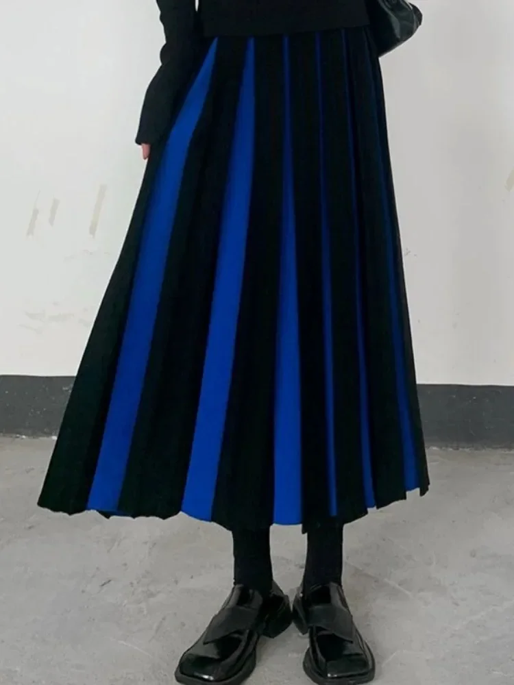 Контрастные цветные лоскутные юбки, женская одежда, трапециевидной формы с высокой талией Saia, винтажные корейские трикотажные юбки Jupe 2029, Faldas Mujer De Moda