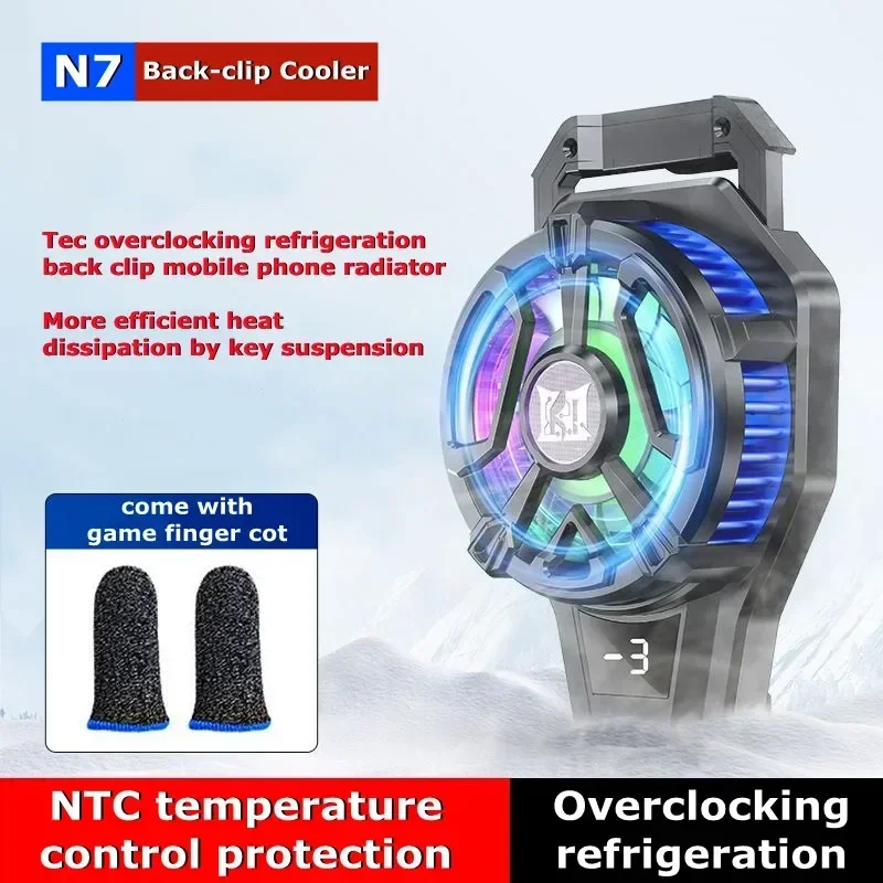 

N7 Mobile Phone Back-clip Semiconductor Radiator w/ Digital Display Function Summer E-sports PUBG Game Cooler for IPhone Android