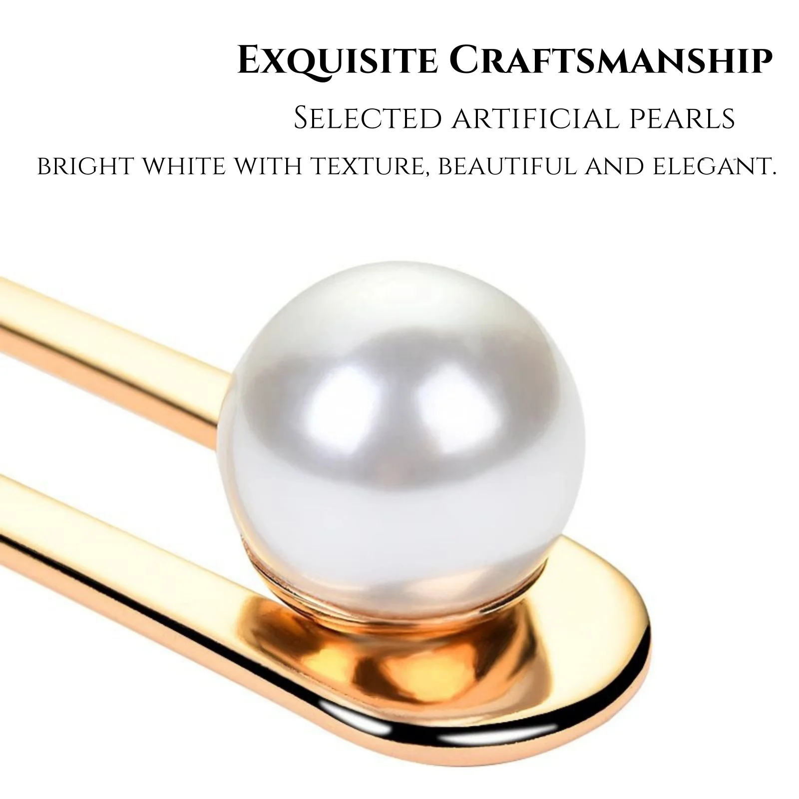 1PC U-Shaped Hairpin/Fork with Pearls - Back-of-Head Updo Styling Accessory, Premium Minimalist Metal Hair Ornament