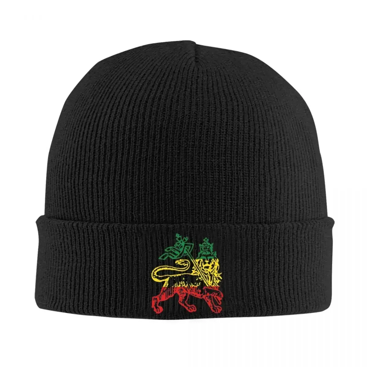 Lion Of Judah Flag Ethiopia King Selassie Rasta Knitted Hat Beanie Autumn Winter Hats Warm Hip-hop Caps for Men Women Gifts