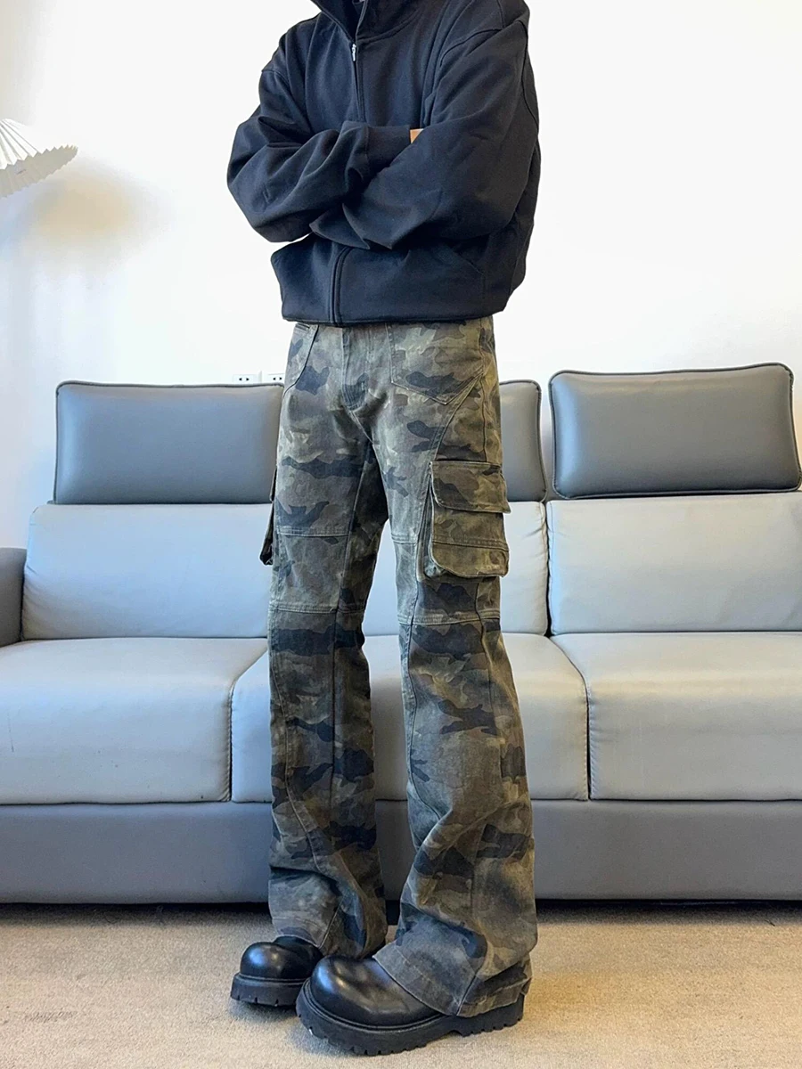 

Men's Camouflage Work Trousers Autumn Winter American Sle Big ket Logging Straight Leggings Slimming Cleanfit Trousers