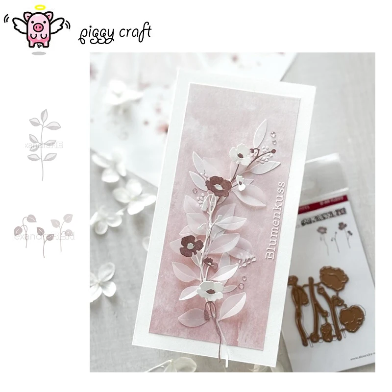 Piggy Craft Metall-Stanzformen, geschnittene Matrizenform, Blatt-Blumendekoration, Sammelalbum, Papier, Basteln, Messerform, Klingenstanzer, Schablonen