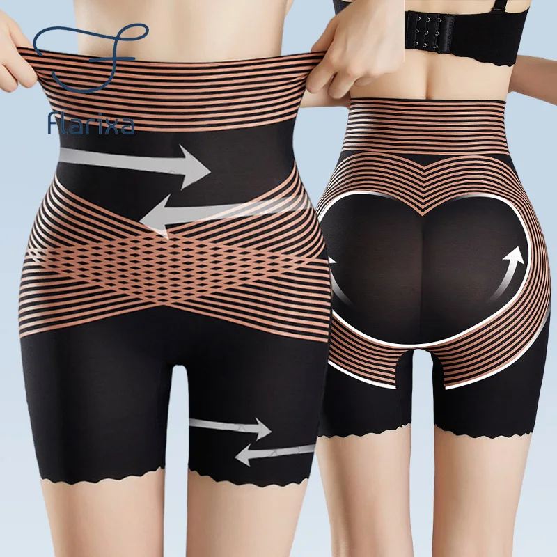 Flarixa Hohe Taille Abnehmen Bauch Shorts Unter dem Rock Frauen Boxer Bauch Steuer Höschen Nahtlose Unterwäsche Mesh Body Shaper