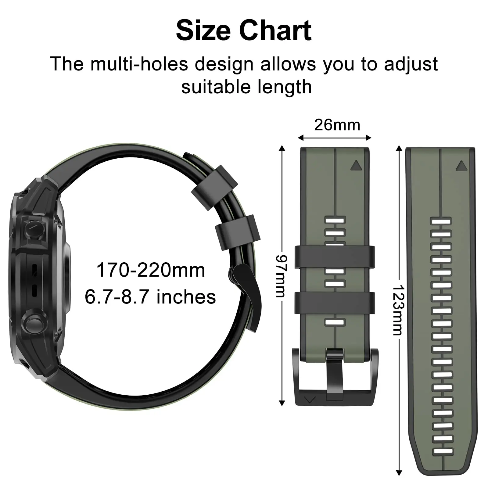 Garmin-取り外し可能な時計ストラップ,Garmin Instinct 2x,Garmin Fenix 6x pro 5x plus 7x,26mm