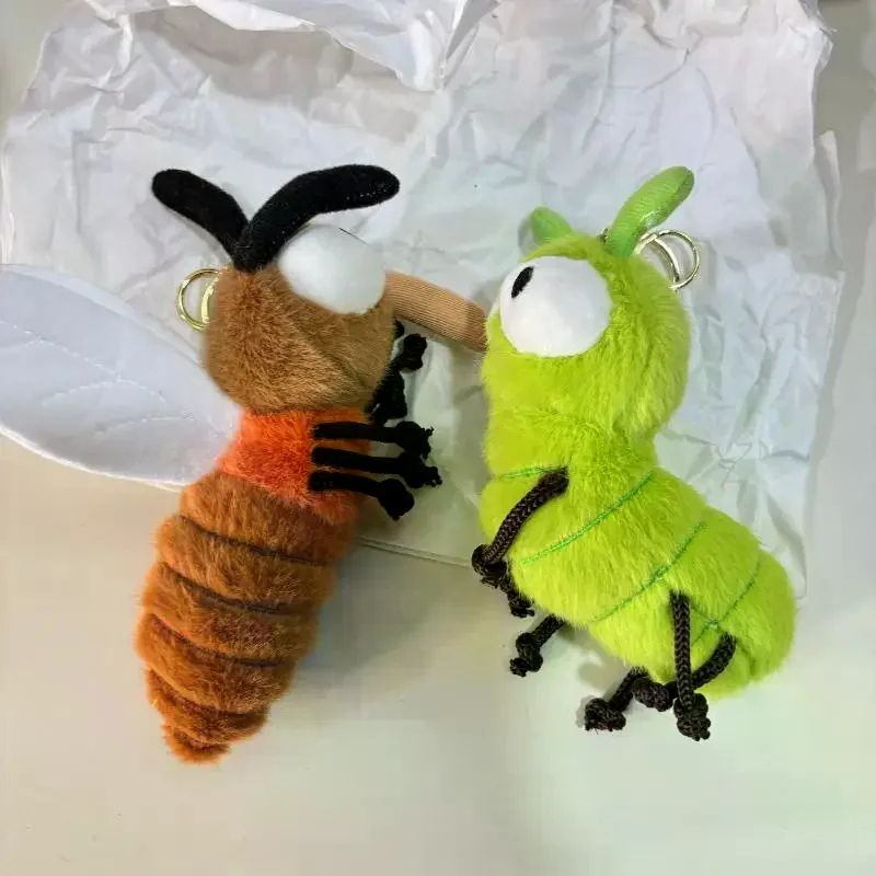 لطيف الكرتون الإبداعية الحشرات البعوض اليرقات الصراصير أفخم المفاتيح دمية قلادة Kawaii ظهره حلية الديكور