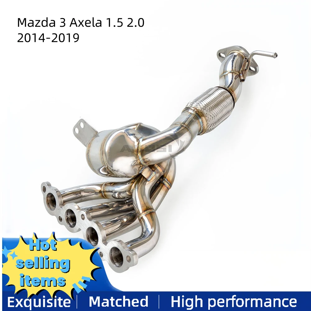High-flow stainless steel exhaust manifold for Mazda 3 Axela 1.5 2.0 2014-2019 exhaust system catalytic converter retrofit upgra
