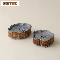 수제 주석 매화 화분 거치대 화분, 창의적인 대나무 베어링, 드라이 브루 테이블, 차 트레이 테이블, 중국 차 세트, 컬렉션 선물