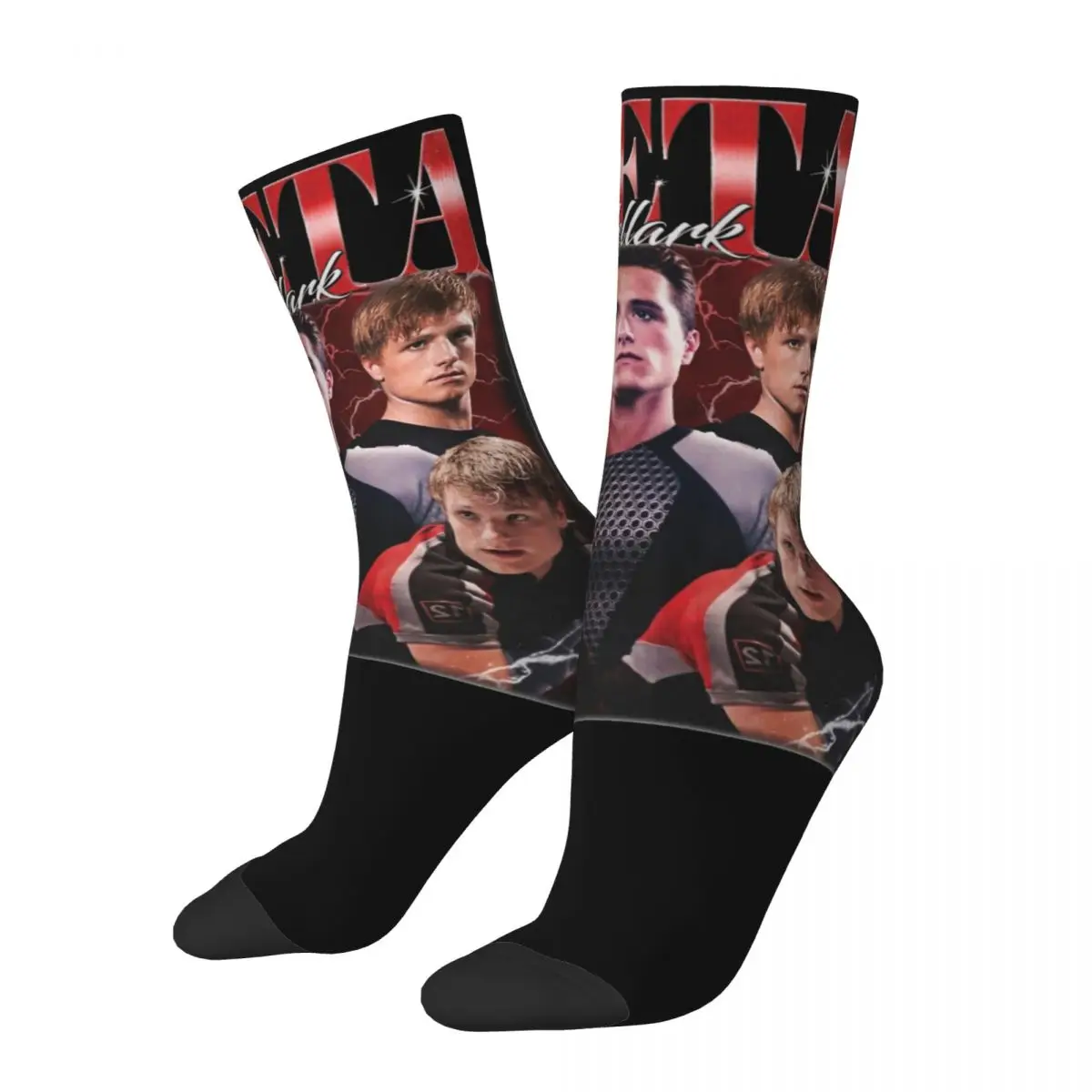 Funny Peeta Mellark Josh Hutcherson Basketball Socks Polyester Long Socks for Women Men