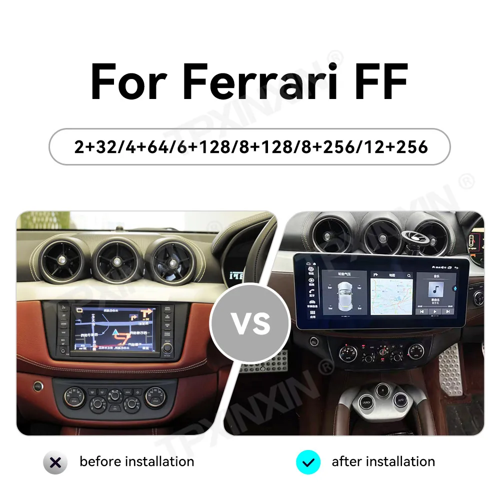 12.3 Inch Multimedia Player For Ferrari FF Car Radio Audio CarPlay right driving Android 15 GPS Navigation Head Unit Stereo Auto