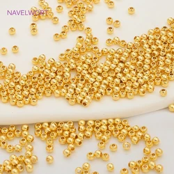 18K Real Gold Plated Round Spacer Beads For Jewelry Making,Smooth Loose Beads For Making Bracelets DIY Accessories Wholesale